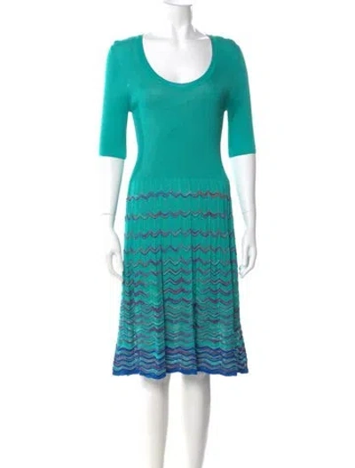 Pre-owned Missoni Striped Midi Length Dress In Blue