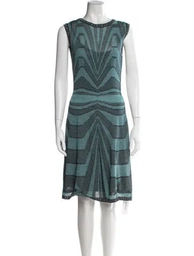 Pre-owned Missoni Striped Midi Length Dress In Blue