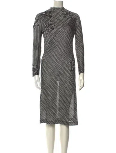 Pre-owned Missoni Striped Midi Length Dress In Gray