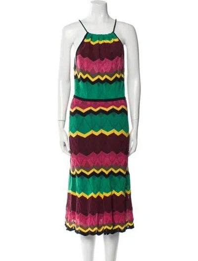 Pre-owned Missoni Striped Midi Length Dress In Green