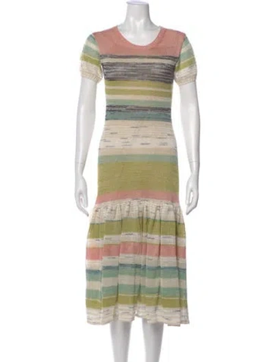 Pre-owned Missoni Striped Midi Length Dress In Green