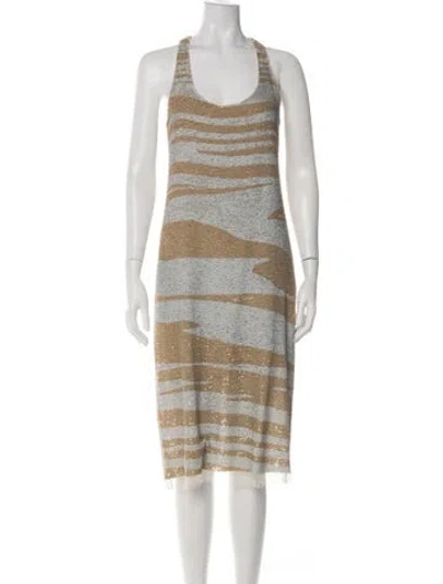 Pre-owned Missoni Striped Midi Length Dress In Green
