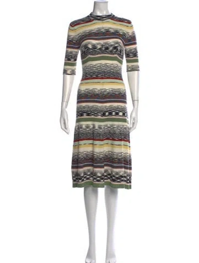 Pre-owned Missoni Striped Midi Length Dress In Green