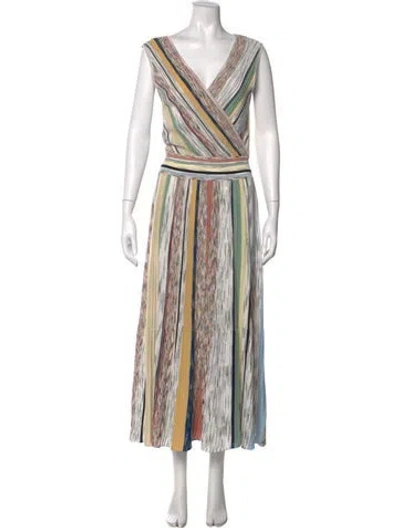 Pre-owned Missoni Striped Midi Length Dress In Neutral