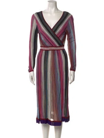 Pre-owned Missoni Striped Midi Length Dress In Pink
