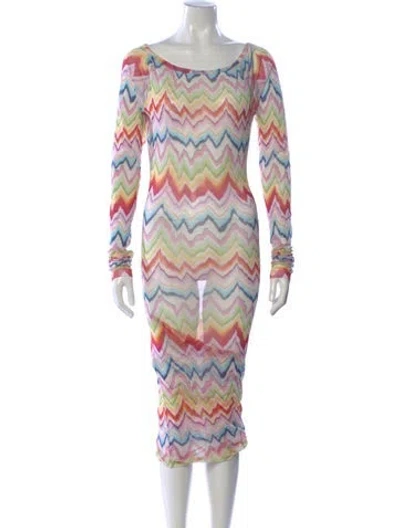 Pre-owned Missoni Striped Midi Length Dress In Purple