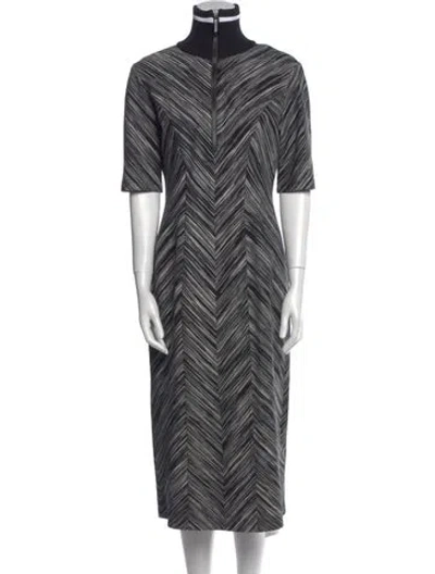 Pre-owned Missoni Striped Midi Length Dress W/ Tags In Black