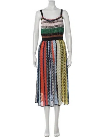 Pre-owned Missoni Striped Midi Length Dress W/ Tags In Blue