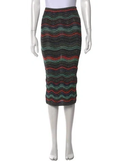 Pre-owned Missoni Striped Midi Length Skirt In Black