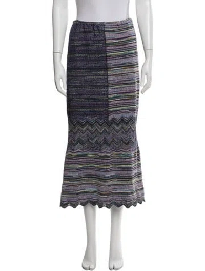 Pre-owned Missoni Striped Midi Length Skirt In Blue
