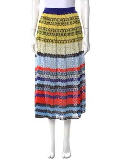 Pre-owned Missoni Striped Midi Length Skirt In Blue
