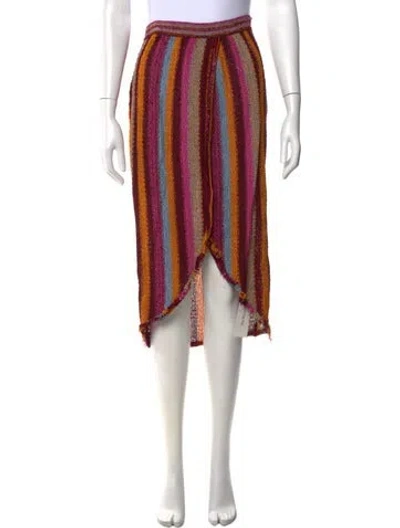 Pre-owned Missoni Striped Midi Length Skirt In Pink