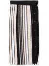 Missoni Striped Crochet Midi Skirt With Side Buttoning In Black