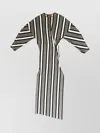 Missoni Womens Striped-print Plunge-v-neck Wool Maxi Dress Black And White In Black