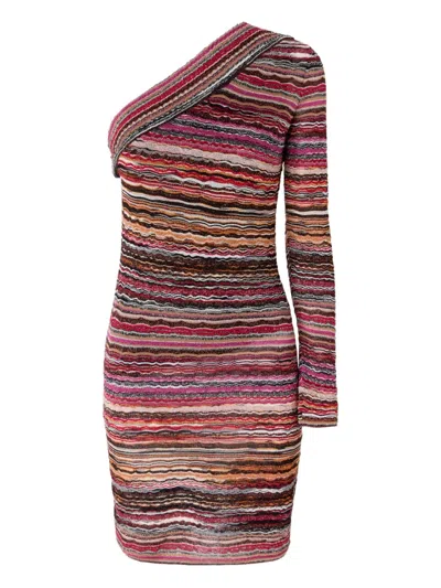 Missoni Striped Mini Dress In 粉色