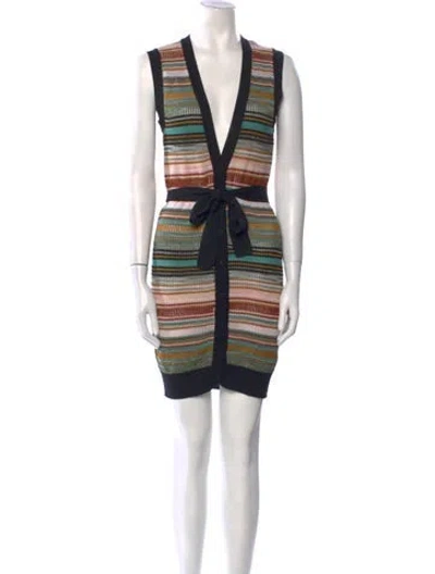 Pre-owned Missoni Striped Mini Dress In Black