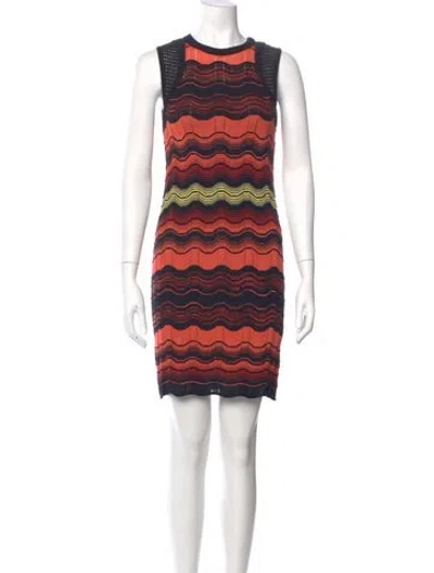 Pre-owned Missoni Striped Mini Dress In Black