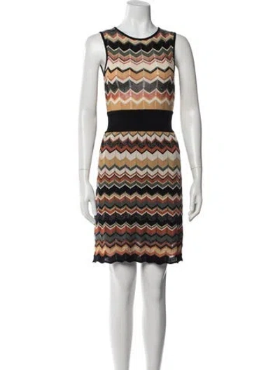 Pre-owned Missoni Striped Mini Dress In Black
