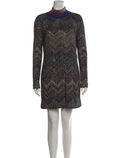 Pre-owned Missoni Striped Mini Dress In Black