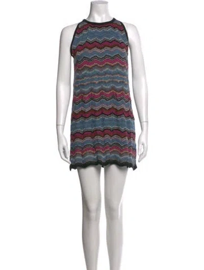 Pre-owned Missoni Striped Mini Dress In Black