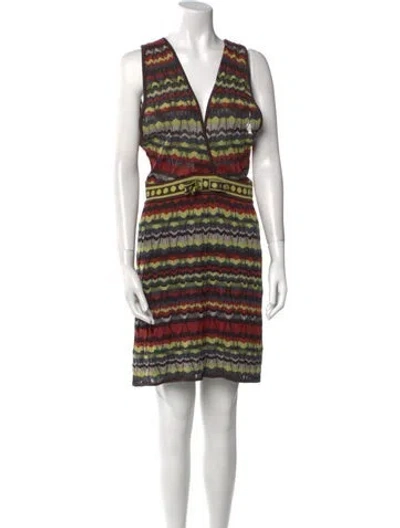 Pre-owned Missoni Striped Mini Dress In Blue