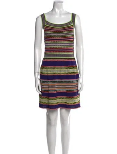 Pre-owned Missoni Striped Mini Dress In Blue