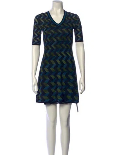Pre-owned Missoni Striped Mini Dress In Blue