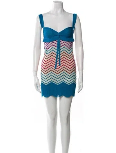 Pre-owned Missoni Striped Mini Dress In Blue