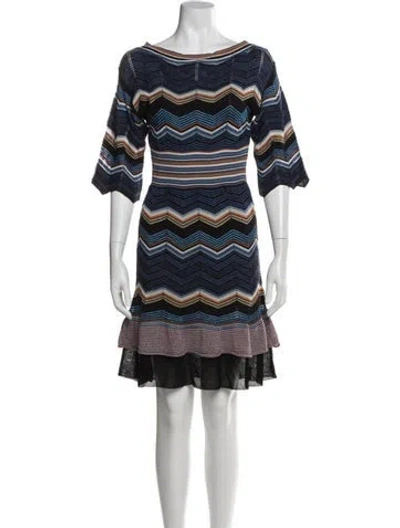 Pre-owned Missoni Striped Mini Dress In Blue