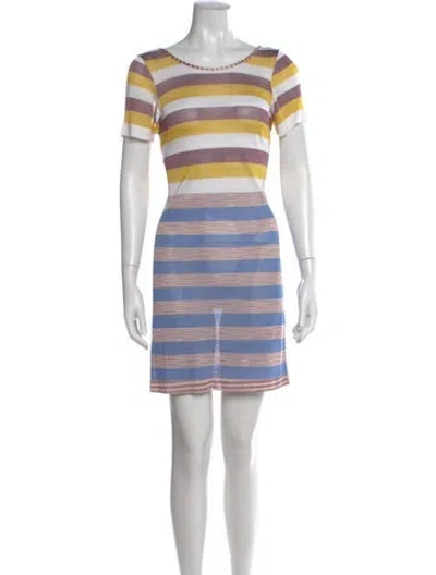 Pre-owned Missoni Striped Mini Dress In Blue