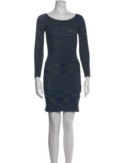 Pre-owned Missoni Striped Mini Dress In Blue