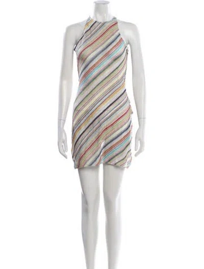 Pre-owned Missoni Striped Mini Dress In Blue