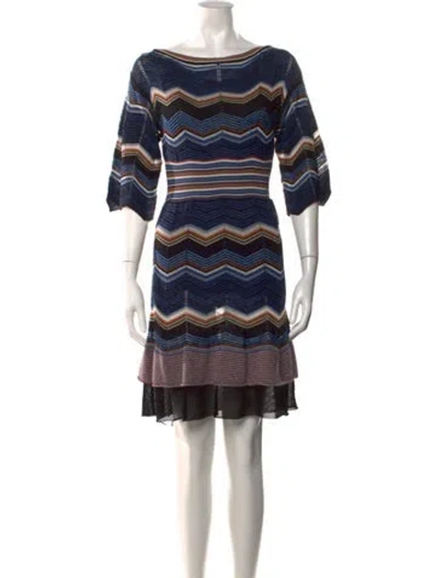 Pre-owned Missoni Striped Mini Dress In Blue