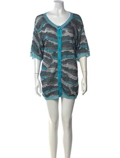 Pre-owned Missoni Striped Mini Dress In Blue