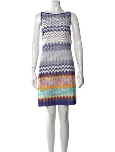 Pre-owned Missoni Striped Mini Dress In Blue
