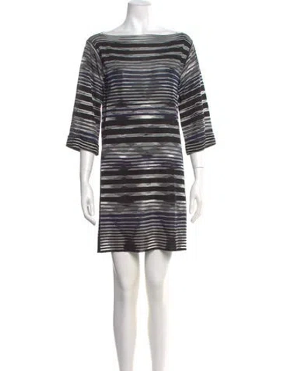 Pre-owned Missoni Striped Mini Dress In Gray