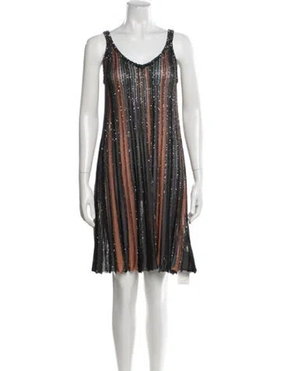 Pre-owned Missoni Striped Mini Dress In Gray