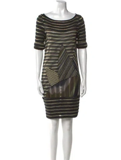 Pre-owned Missoni Striped Mini Dress In Green