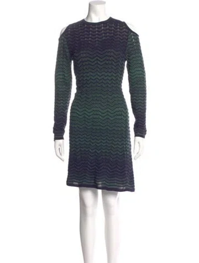 Pre-owned Missoni Striped Mini Dress In Green