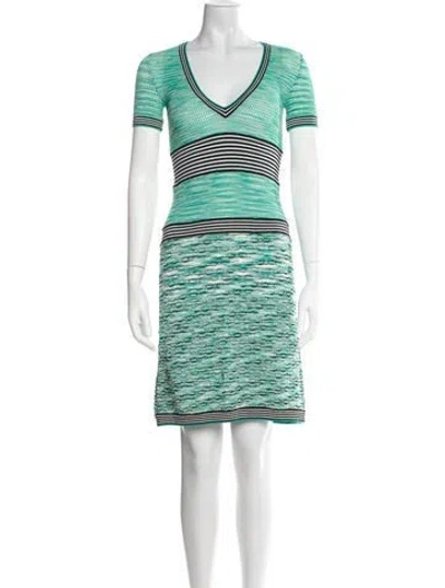 Pre-owned Missoni Striped Mini Dress In Green