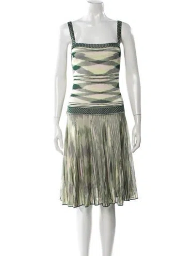 Pre-owned Missoni Striped Mini Dress In Green
