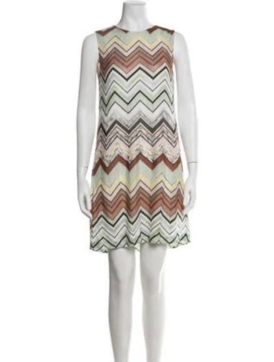 Pre-owned Missoni Striped Mini Dress In Green