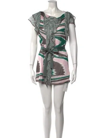 Pre-owned Missoni Striped Mini Dress In Green