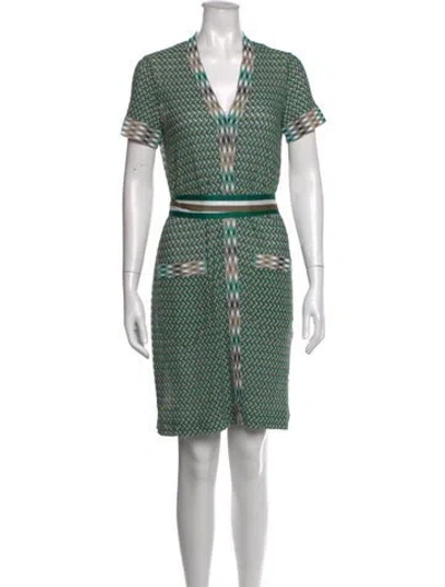 Pre-owned Missoni Striped Mini Dress In Green