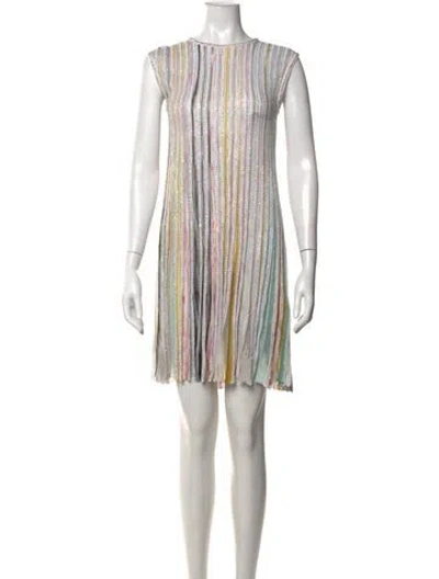 Pre-owned Missoni Striped Mini Dress In Metallic/purple