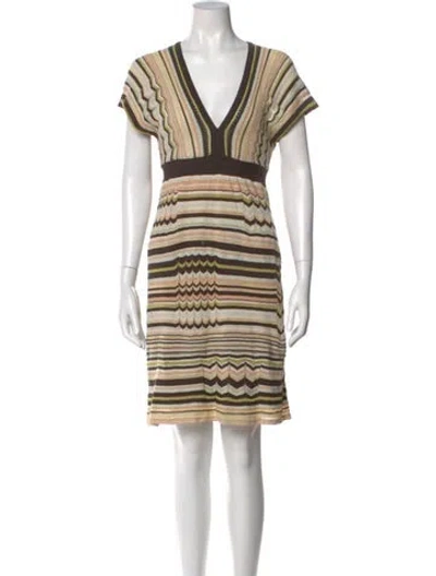 Pre-owned Missoni Striped Mini Dress In Neutral