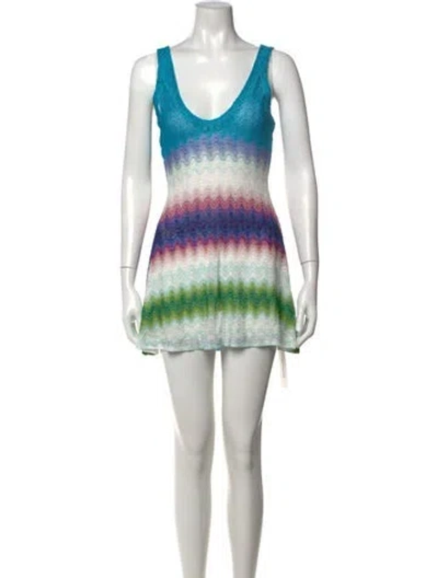 Pre-owned Missoni Striped Mini Dress In Neutral
