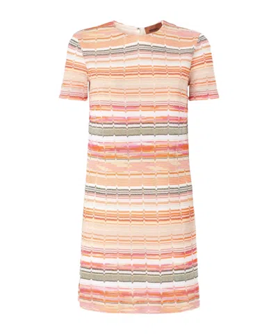 MISSONI MISSONI GREEK ZIG ZAG LAMÉ SHORT-SLEEVED MINI-DRESS