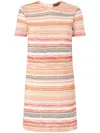 Missoni Metallic Chevron Short-sleeve Mini Dress In Nude