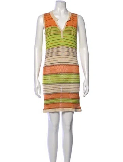 Pre-owned Missoni Striped Mini Dress In Orange